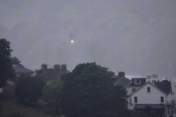 10 June 2020 - 16-31-24 
This looked very eerie at first. Just two light piercing through the grey.
--------------------------
From RAF Odiham - Chinook ZH775 in the mist
